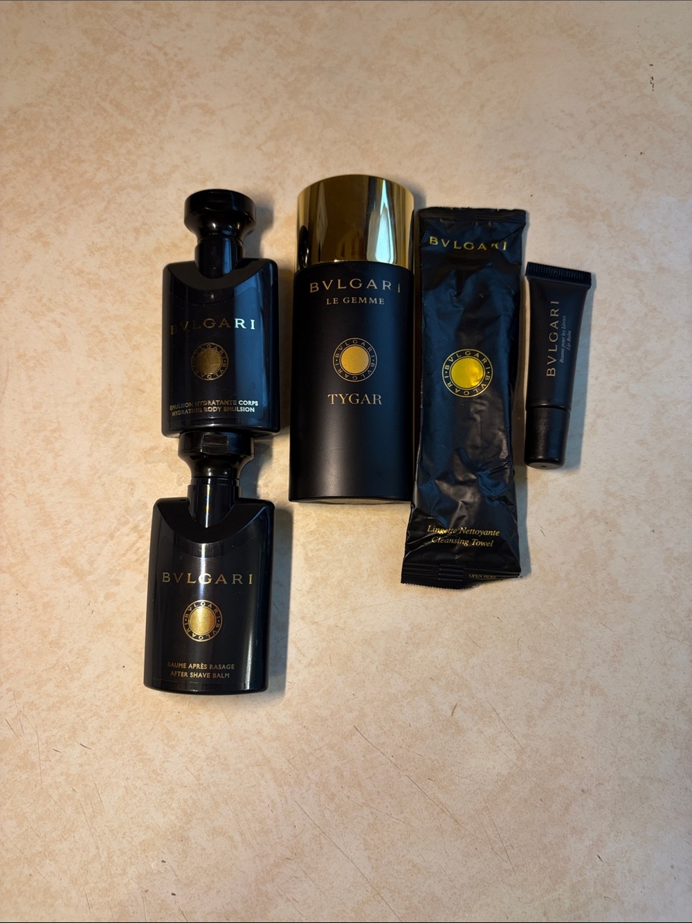 Bulgari Tygar Men’s Travel Set - Black and Gold